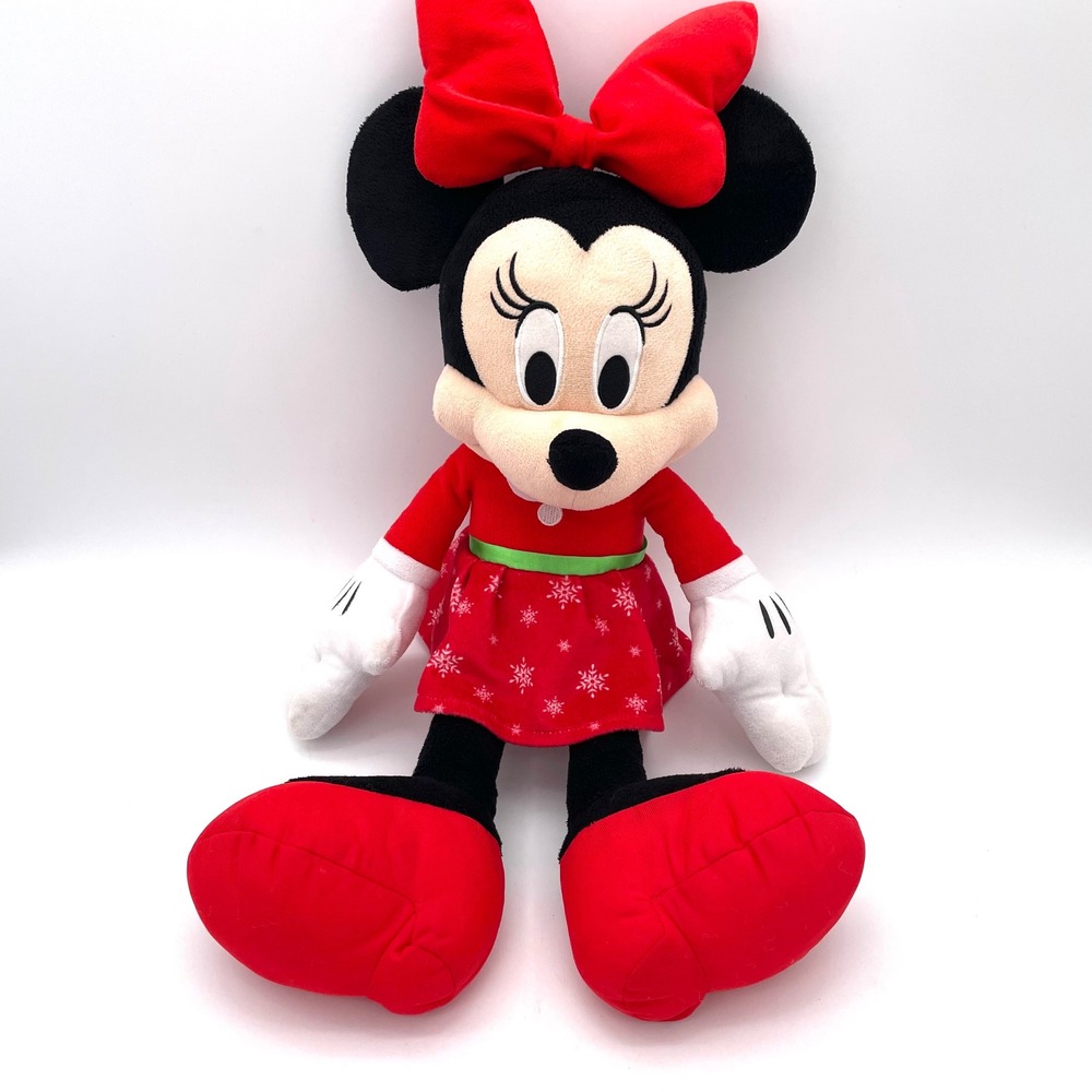 Disney Minnie Mouse Plush Toy Kids Large Red Snowflake Holiday Christmas Dress